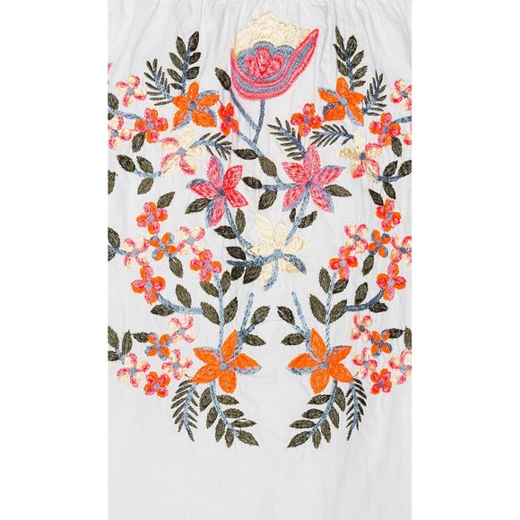 Free People Fleur Du Jour Light Blue Embroidered Mini Dress Long Bubble Sleeve - Picture 10 of 13